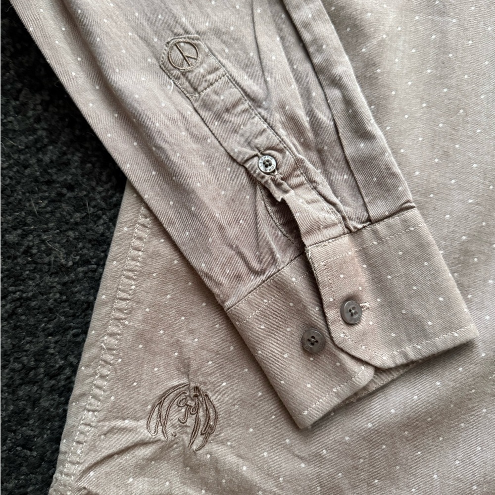 John Lennon Beige and white polka dot Button-Up Shirt - Picture 4 of 7